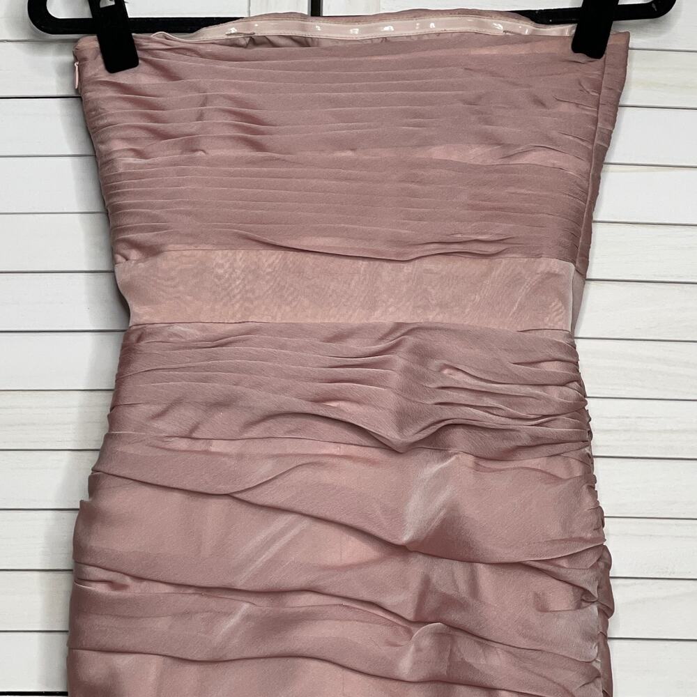 Monique Lhuillier Rouched Strapless Bridesmaid Dress Blush Pink Size 2 - Picture 7 of 7